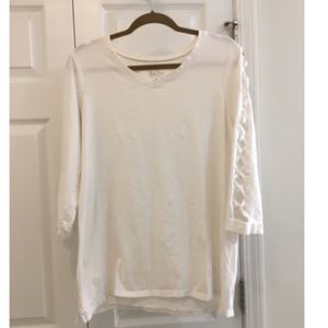 3/$25 Denim & Co White 3/4 Sleeve Knit Tunic Top